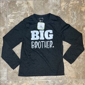 NWT Unordinary Toddler Kids Long Sleeve 'Big Brother' Tee - Charcoal